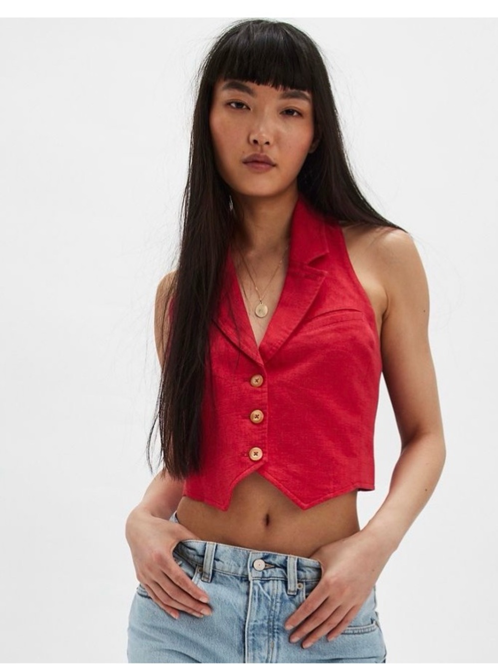Free People Red Halter Vest, worn once, XL